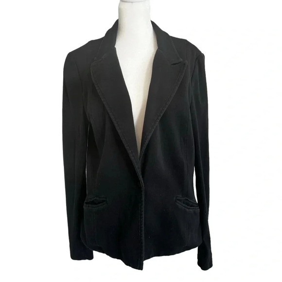 THREE DOTS Women’s Soft Cotton One-Button Blazer - Black - Size Large - Picture 1 of 8